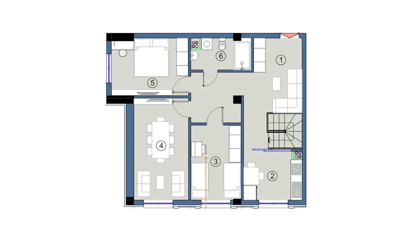 3-комнатная квартира 74.5 м²  2/9 этаж | Жилой комплекс FLORYA RESIDENCE