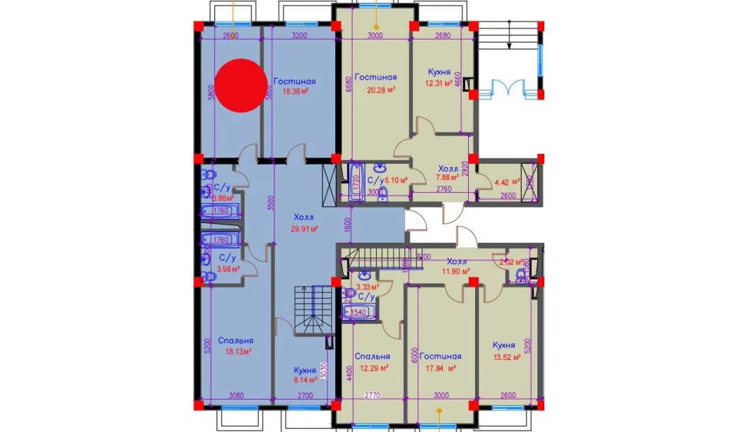 3-xonali xonadon 97.42 m²  1/10 qavat | Ko'kcha-Oqtepa Turar-joy majmuasi