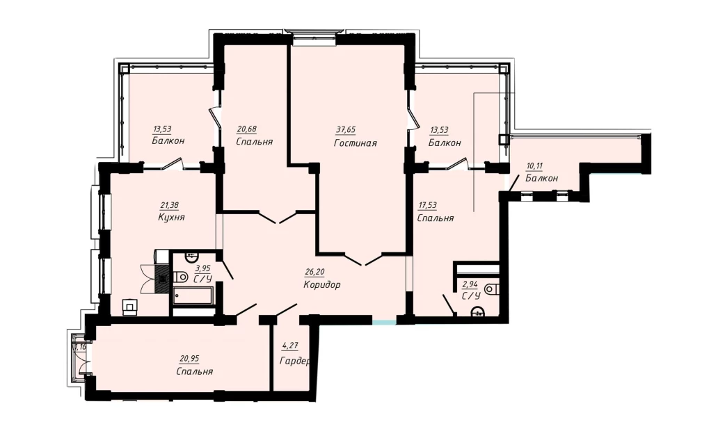 4-комнатная квартира 167.05 м²  10/10 этаж