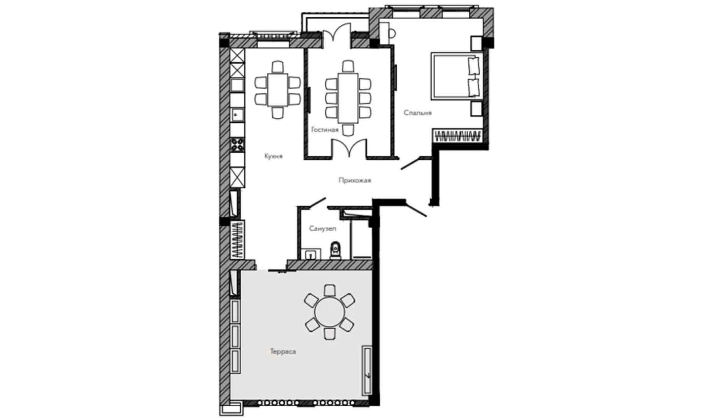 2-xonali xonadon 111.4 m²  13/13 qavat