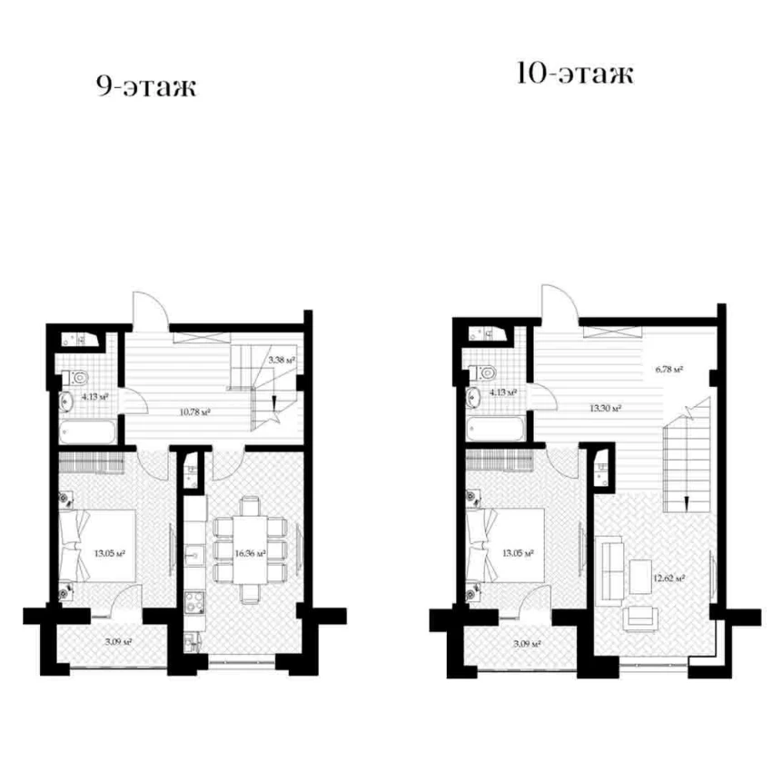 1-комнатная квартира 100.8 м²  9/9 этаж