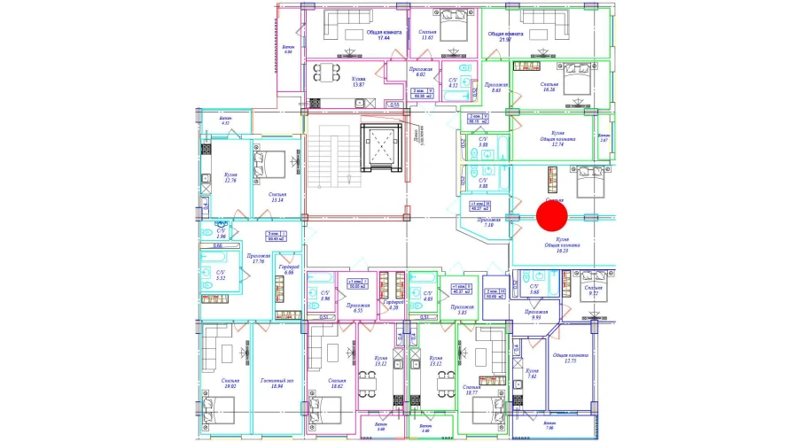 1-комнатная квартира 45.27 м²  8/8 этаж