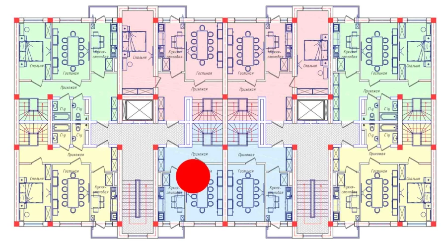 1-комнатная квартира 39.1 м²  3/3 этаж