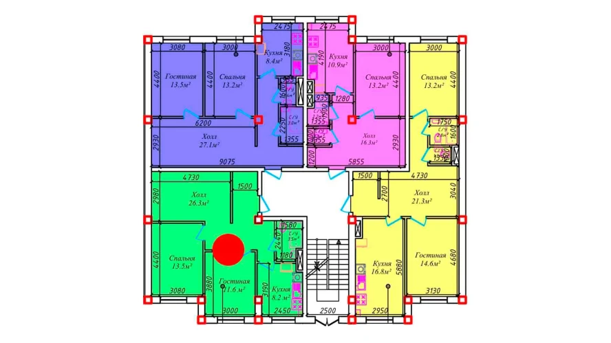 2-комнатная квартира 74.8 м²  1/1 этаж