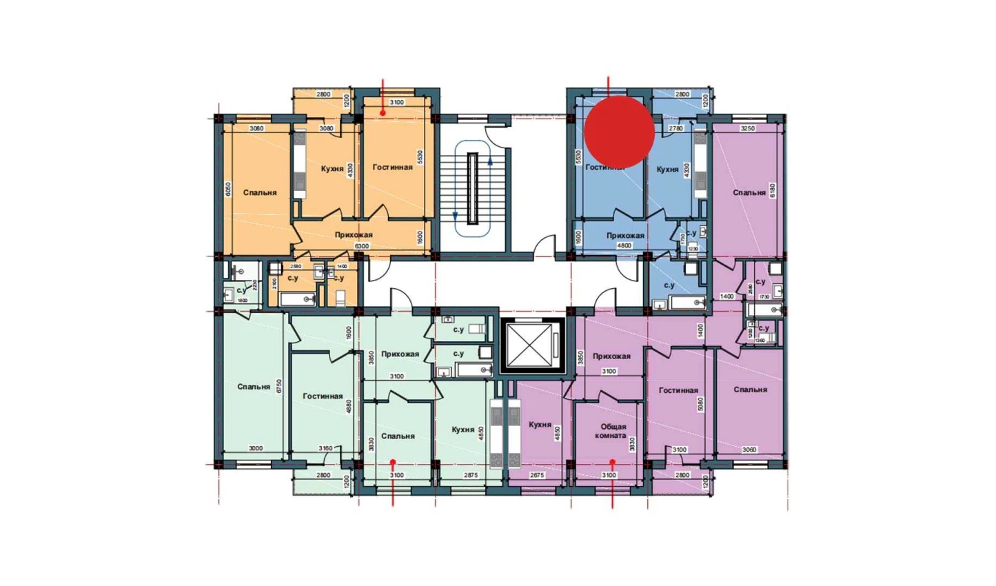 1-комнатная квартира 49.8 м²  6/6 этаж