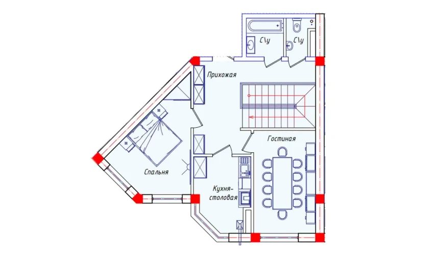 5-xonali xonadon 134.2 m²  1/8 qavat | STAR HOUSE RESIDENCE Turar-joy majmuasi