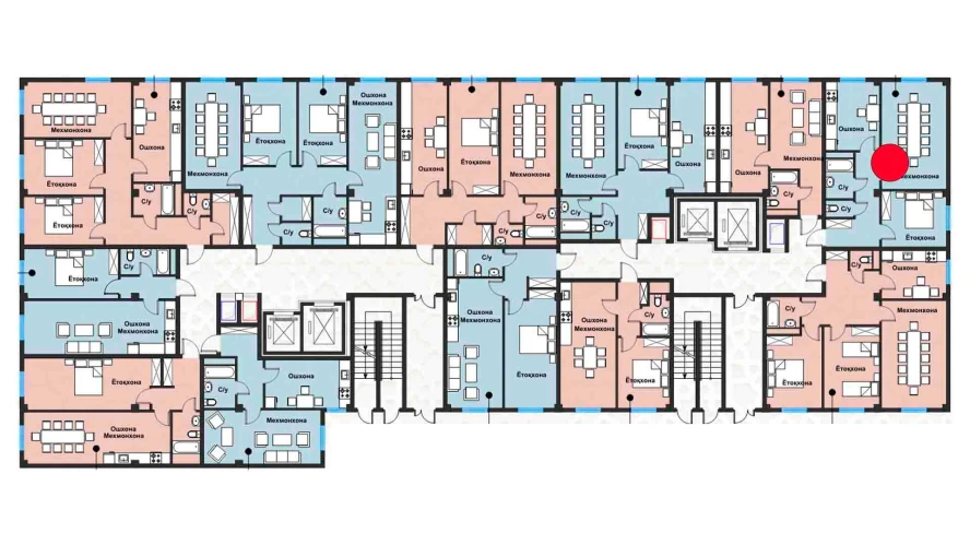 1-xonali xonadon 55.36 m²  1/1 qavat