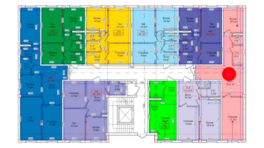 2-комнатная квартира 63.7 м²  1/1 этаж