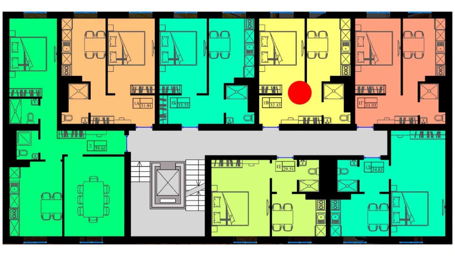 1-комнатная квартира 33 м²  0/0 этаж