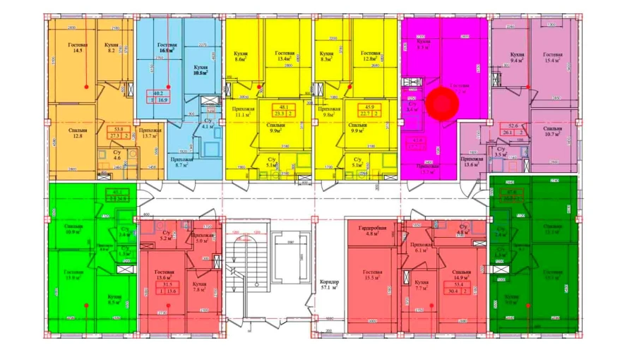 1-комнатная квартира 42.6 м²  1/1 этаж