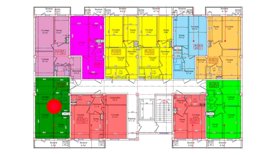 2-комнатная квартира 50.9 м²  3/3 этаж