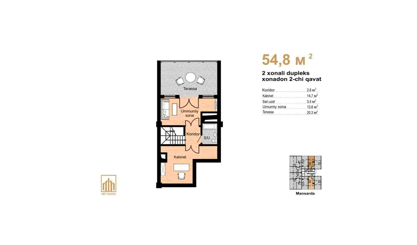 1-xonali xonadon 46.1 m²  16/16 qavat