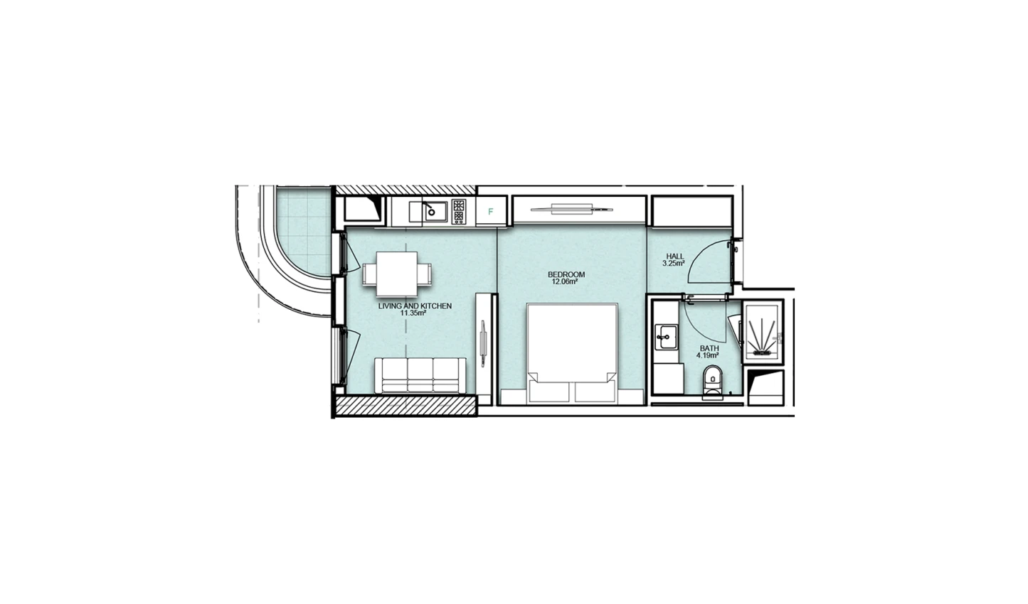 1-комнатная квартира 34.8 м²  12/12 этаж