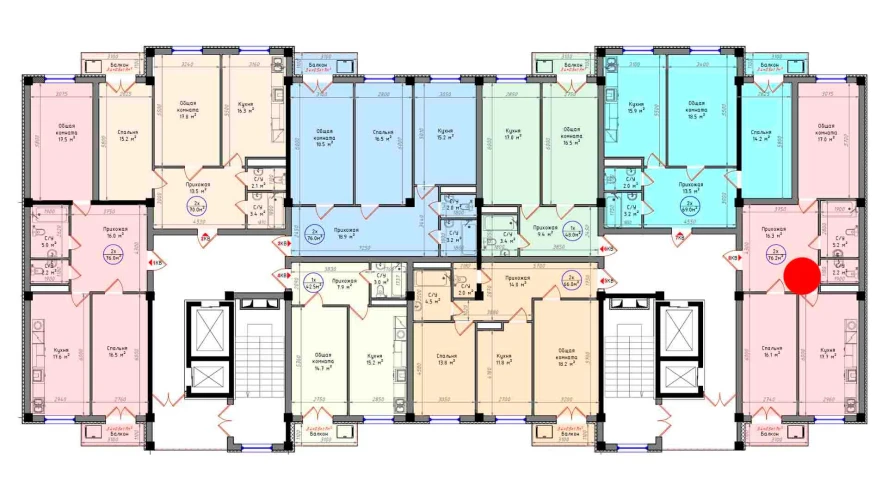 2-комнатная квартира 76.2 м²  4/4 этаж