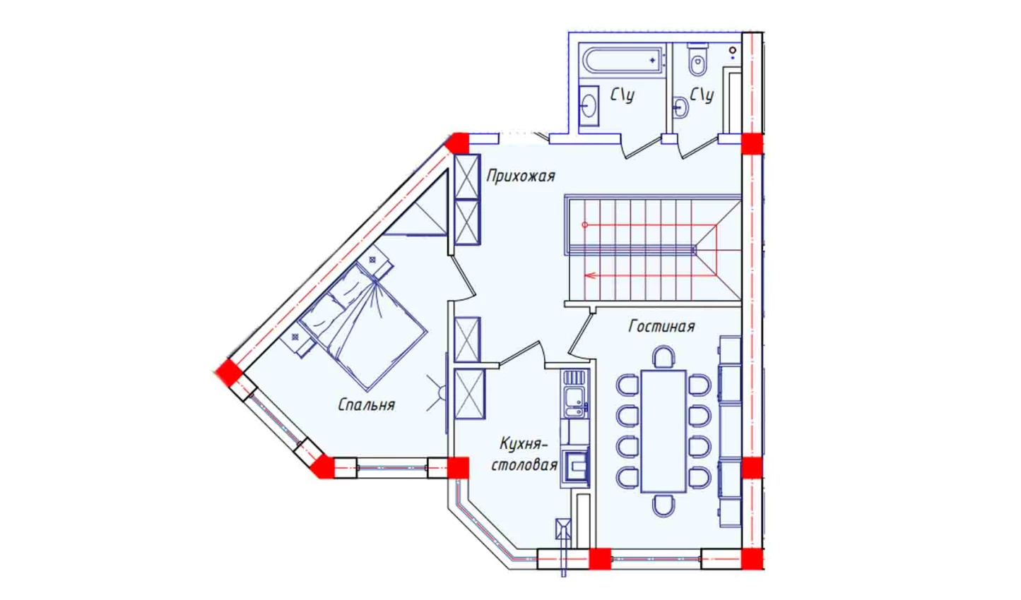 5-xonali xonadon 136.7 m²  7/7 qavat