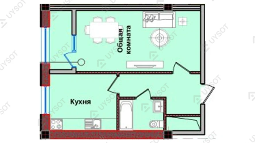 1-xonali xonadon 37.7 m²  5/5 qavat