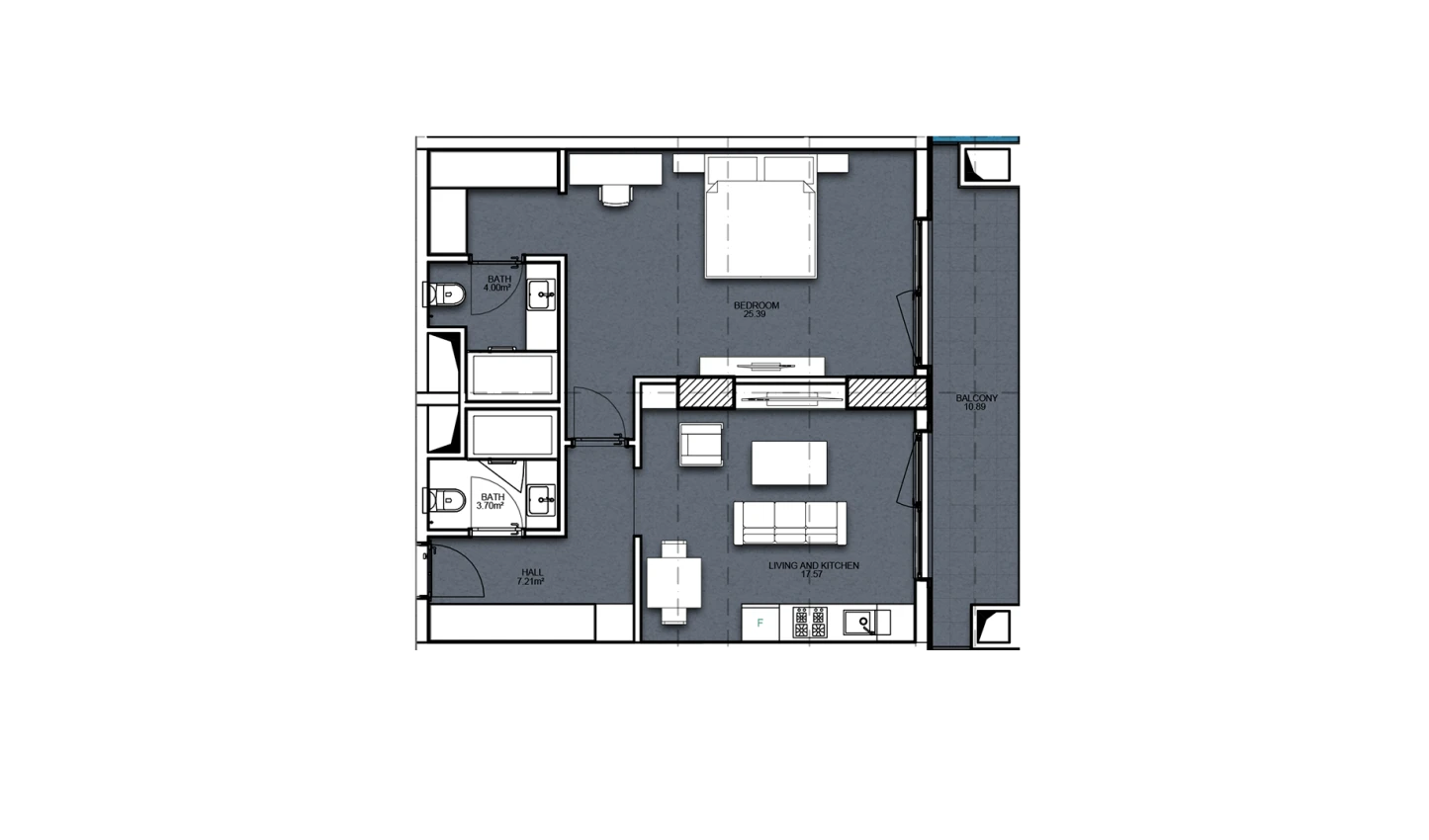 2-комнатная квартира 70.28 м²  21/21 этаж