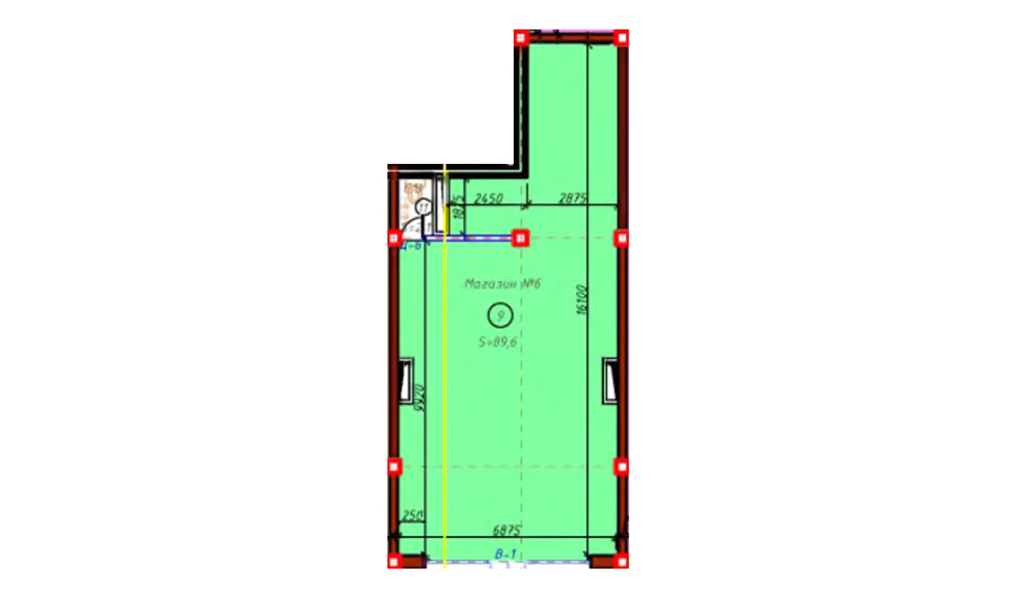 1-комнатная квартира 89.6 м²  1/1 этаж