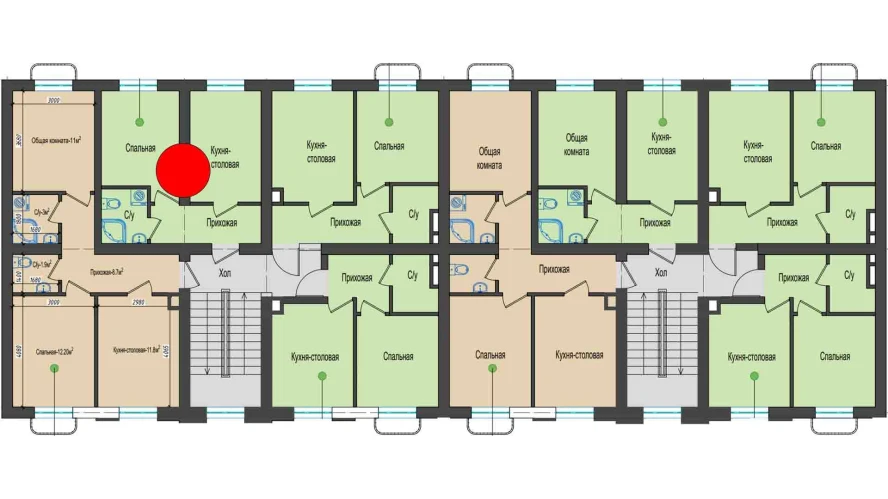 1-комнатная квартира 31.08 м²  2/2 этаж