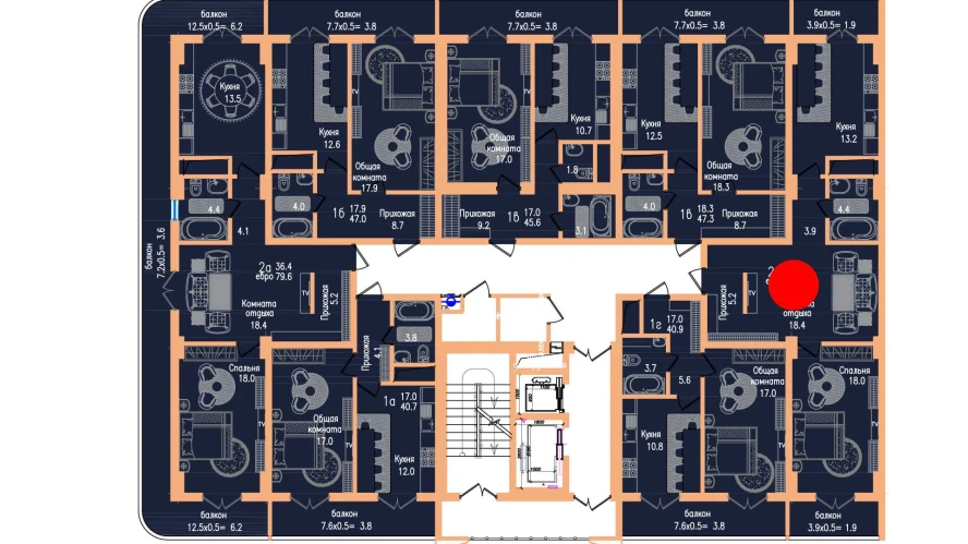 2-комнатная квартира 66.9 м²  13/13 этаж