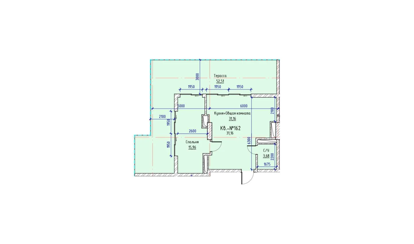 1-xonali xonadon 31.16 m²  17/17 qavat