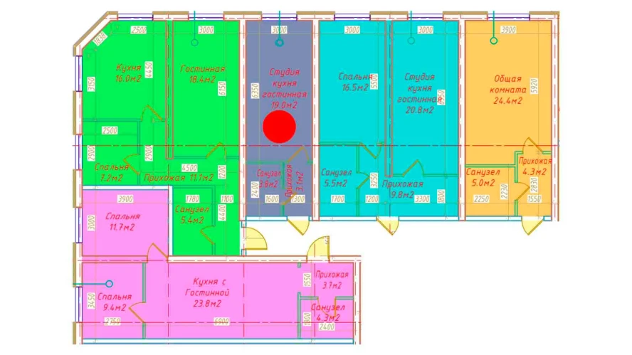 1-xonali xonadon 25.9 m²  1/1 qavat