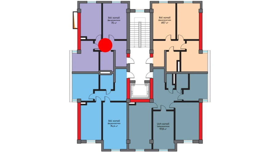 2-комн. квартира 70 м²  8/10 этаж | Жилой комплекс BRIDGE