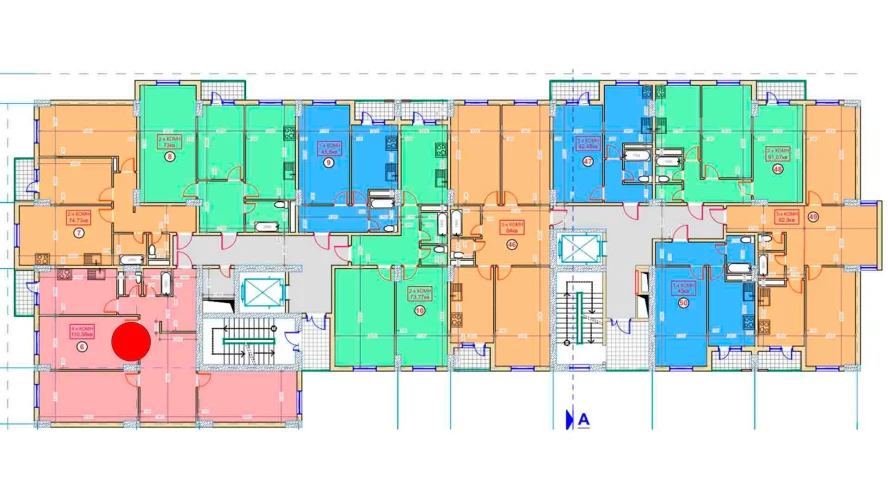 4-комнатная квартира 110.56 м²  3/3 этаж