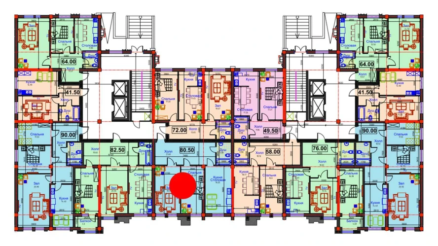 2-комнатная квартира 80.5 м²  1/1 этаж