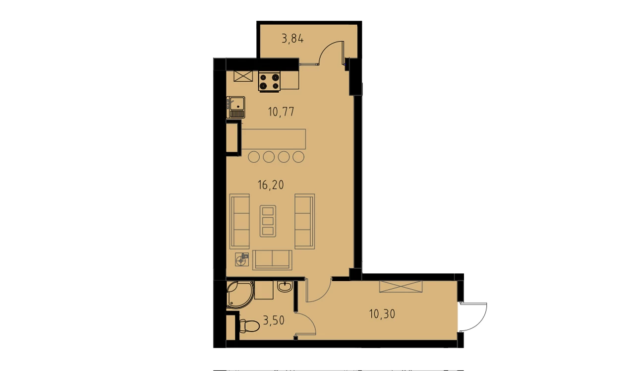 1-xonali xonadon 41.92 m²  8/8 qavat