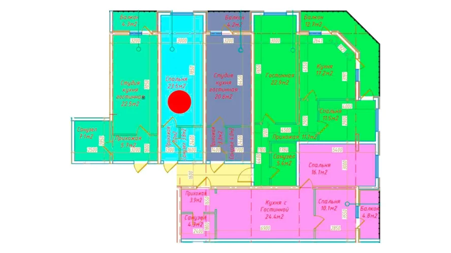 1-комнатная квартира 30.4 м²  6/6 этаж