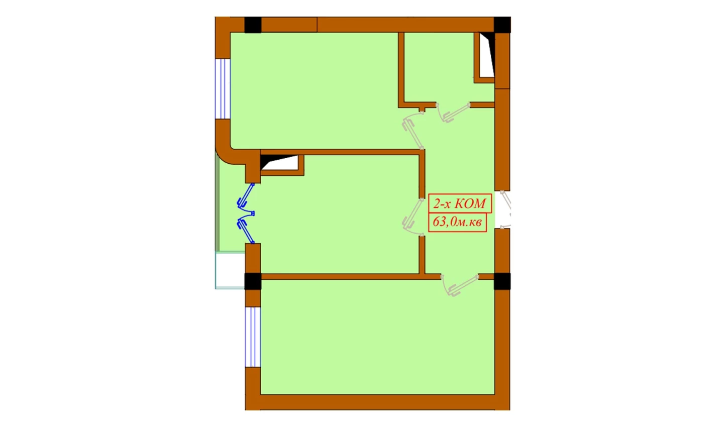 2-xonali xonadon 63 m²  12/12 qavat