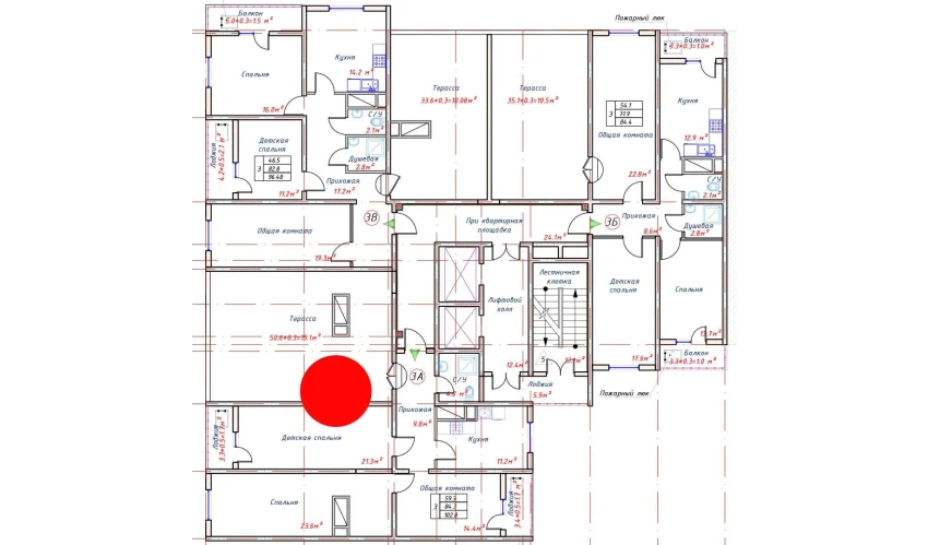 3-комнатная квартира 102.8 м²  16/16 этаж | Жилой комплекс TRINITY