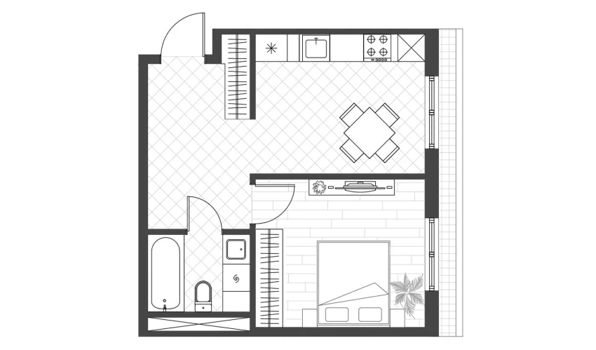 1-комнатная квартира 35 м²  12/12 этаж | Жилой комплекс PARVOZ