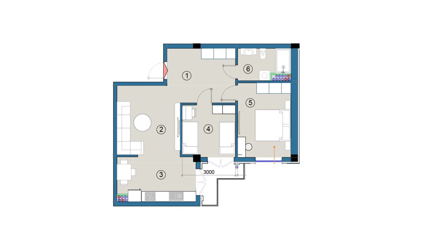 2-комнатная квартира 65 м²  5/5 этаж