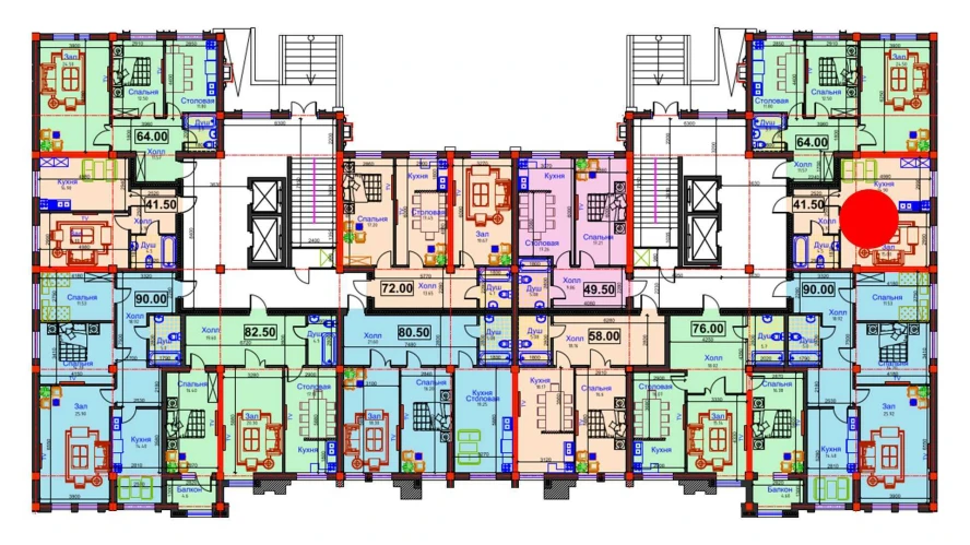 1-комнатная квартира 41.5 м²  1/1 этаж