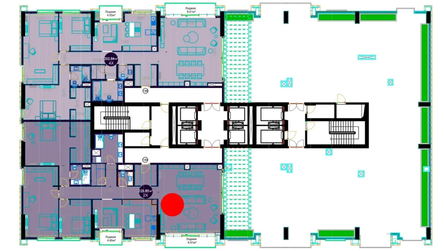 2-комнатная квартира 229.85 м²  19/19 этаж