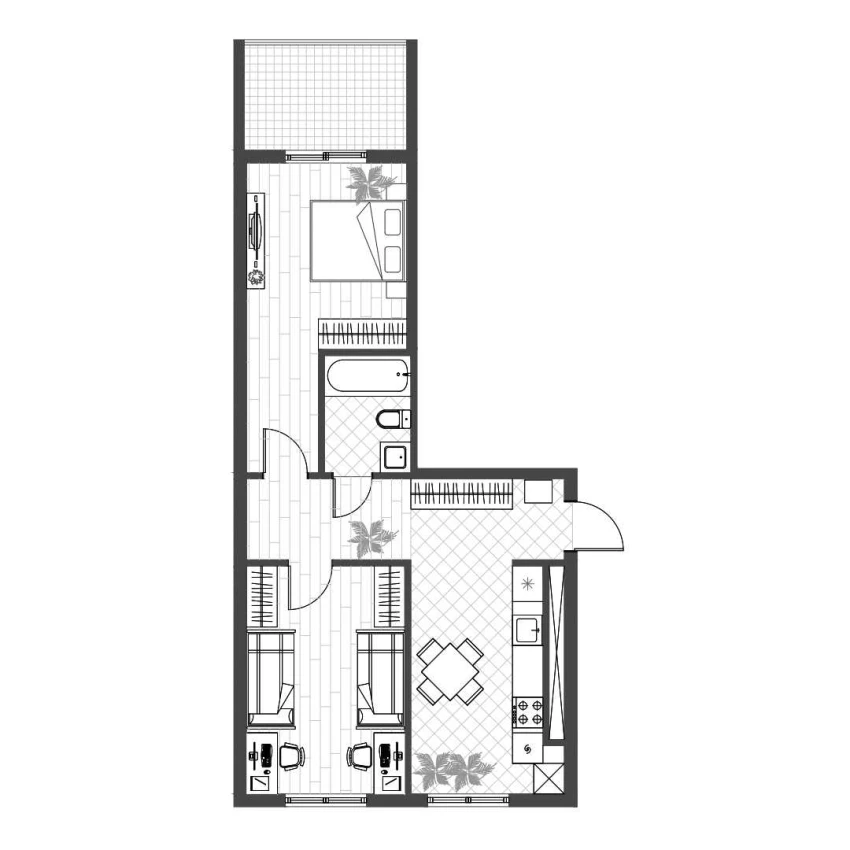 2-комн. квартира 53.5 м²  8/14 этаж | Жилой комплекс PARVOZ