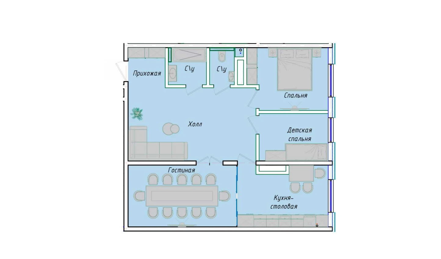 3-комнатная квартира 79.39 м²  1/1 этаж