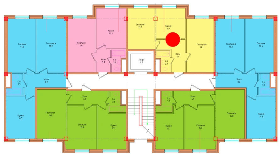 2-комнатная квартира 50.8 м²  1/1 этаж