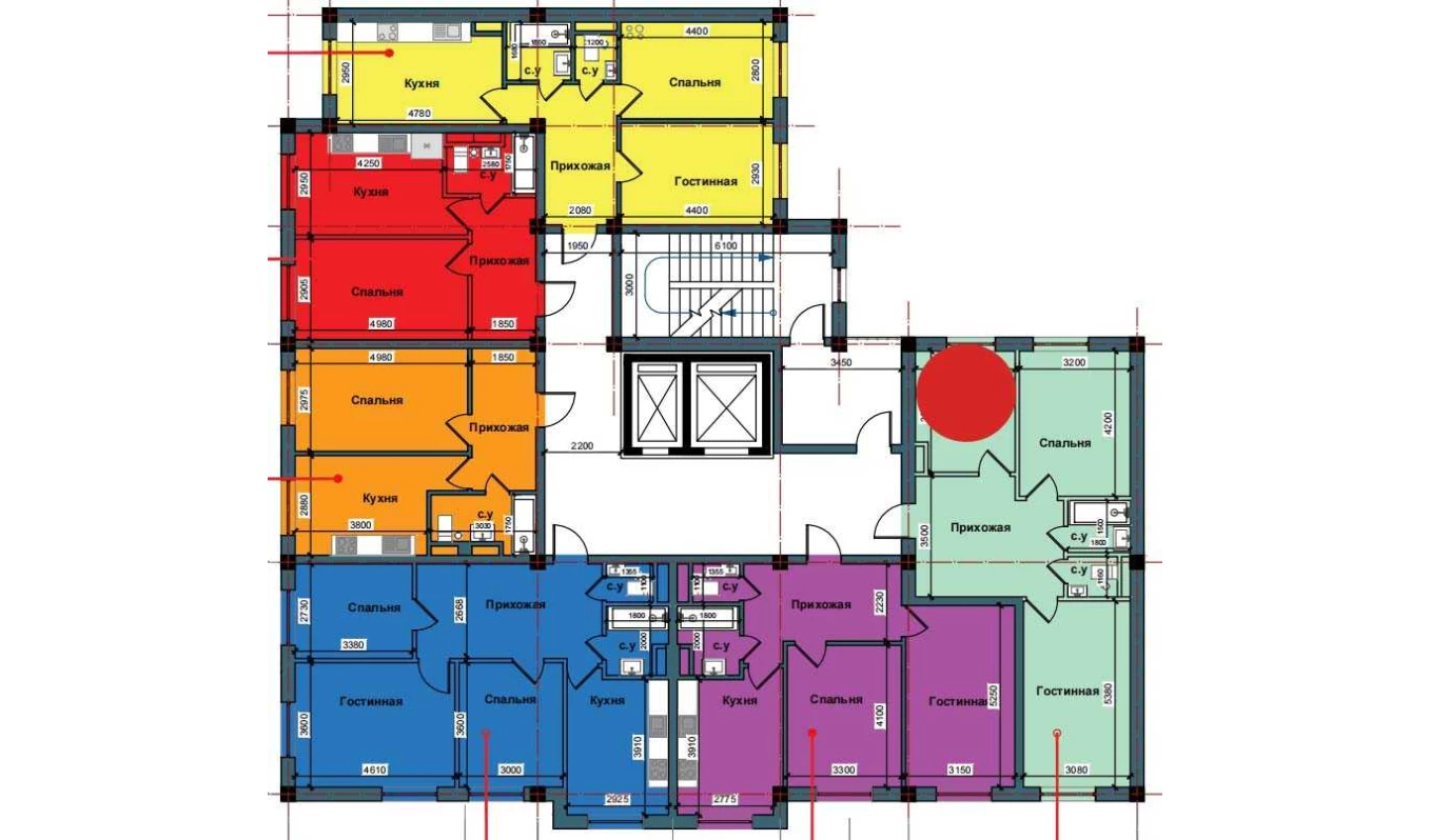 2-комнатная квартира 61.3 м²  1/1 этаж