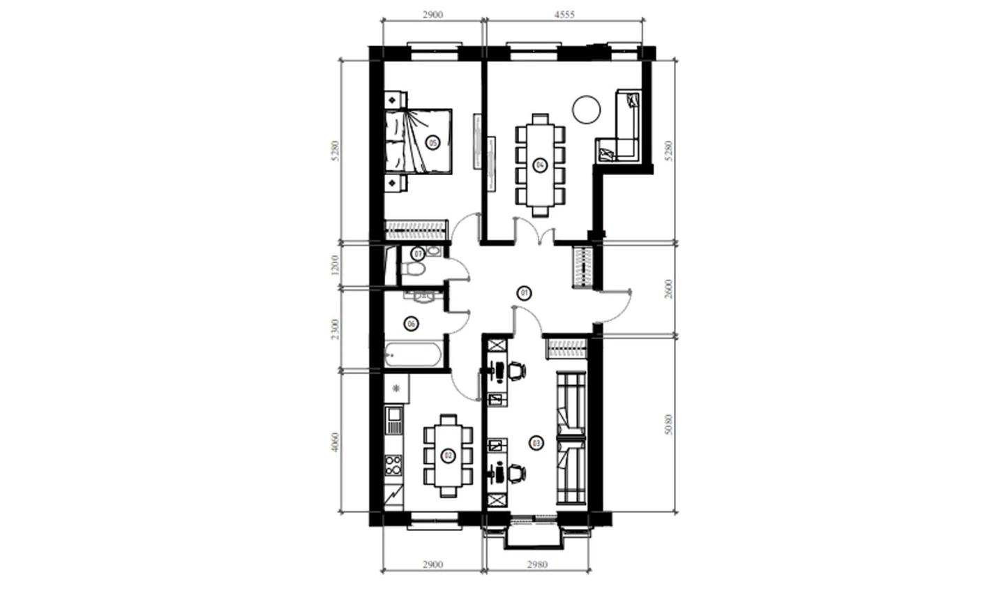 3-xonali xonadon 80.7 m²  2/2 qavat