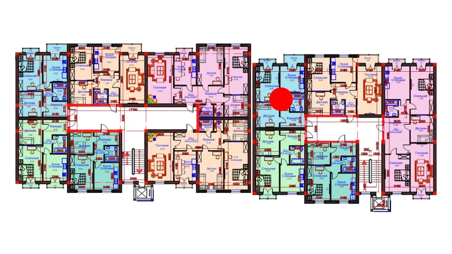 2-комнатная квартира 62 м²  9/9 этаж