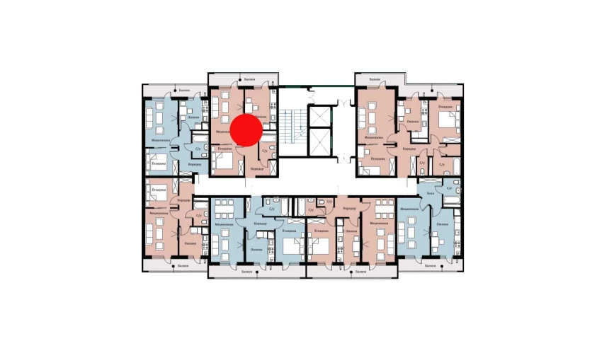 2-xonali xonadon 47.93 m²  16/16 qavat | SOKIN DIYOR Turar-joy majmuasi