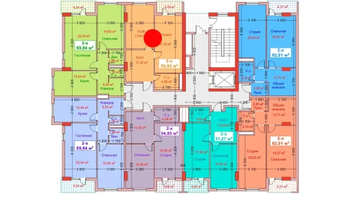 2-комнатная квартира 55.92 м²  7/8 этаж | Жилой комплекс CAPITAL AVENUE