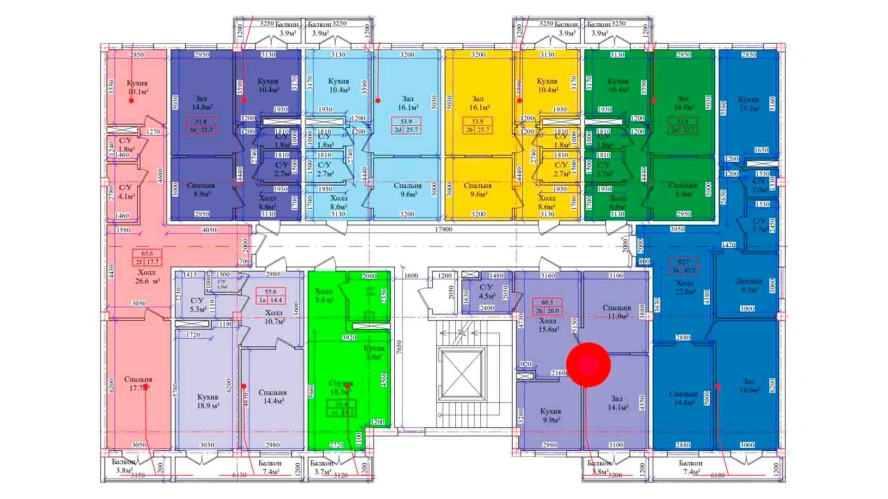 2-комнатная квартира 60.3 м²  8/8 этаж