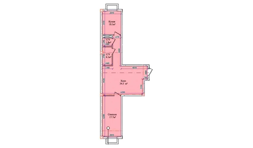 3-комнатная квартира 69.4 м²  1/1 этаж