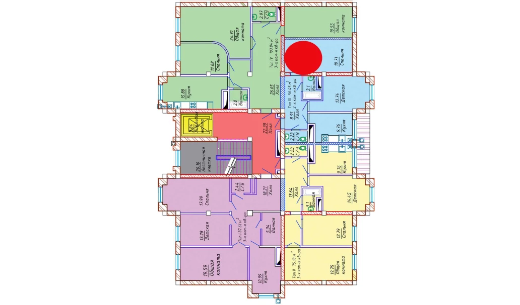 2-комнатная квартира 56.45 м²  9/9 этаж