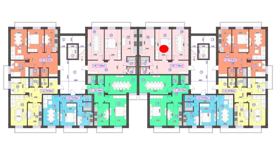 2-комнатная квартира 73.8 м²  0/0 этаж