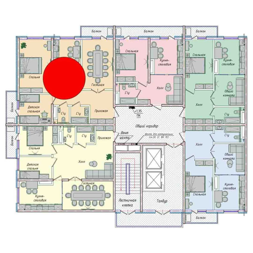 3-комнатная квартира 79.1 м²  15/15 этаж